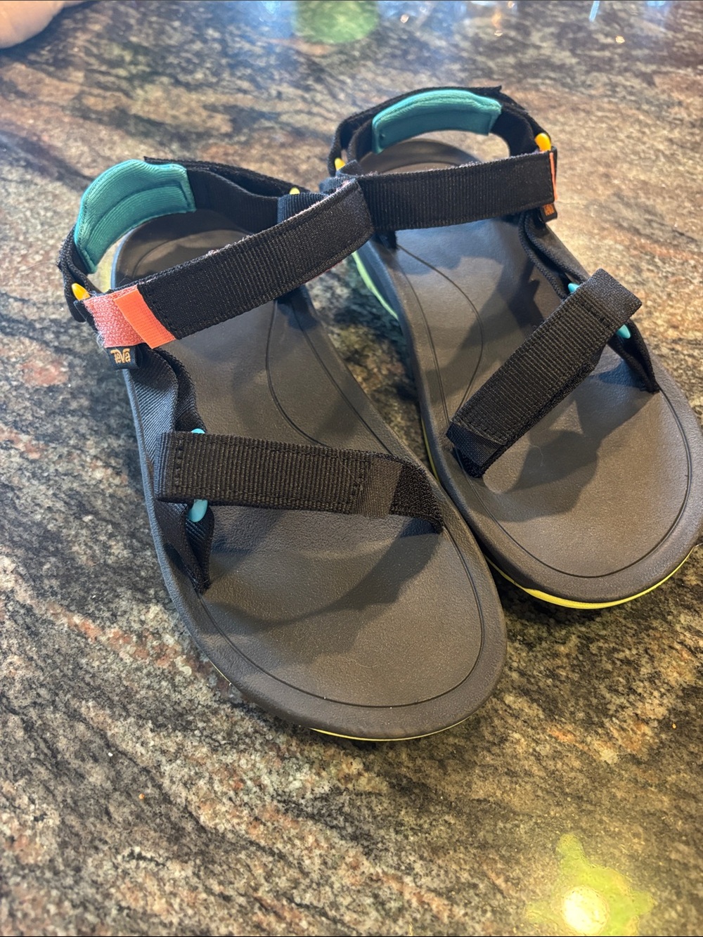 Teva Kids Black Sandals with Teal and Orange Accents